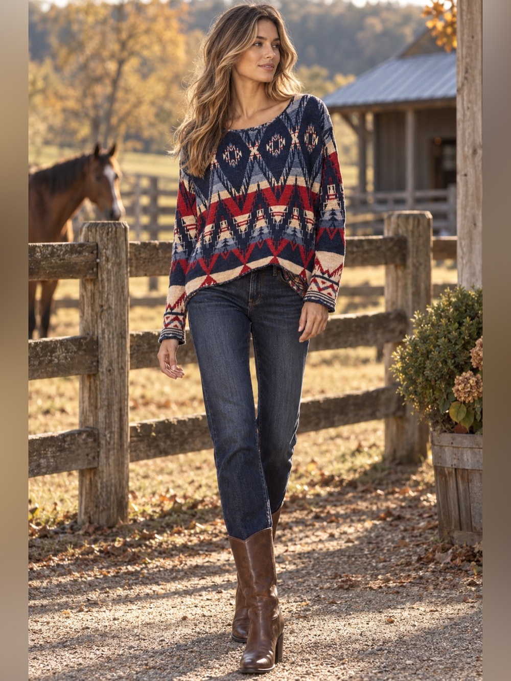 Denim & Supply Ralph Lauren Southwestern Aztec Hi Low Cotton Sweater S/P